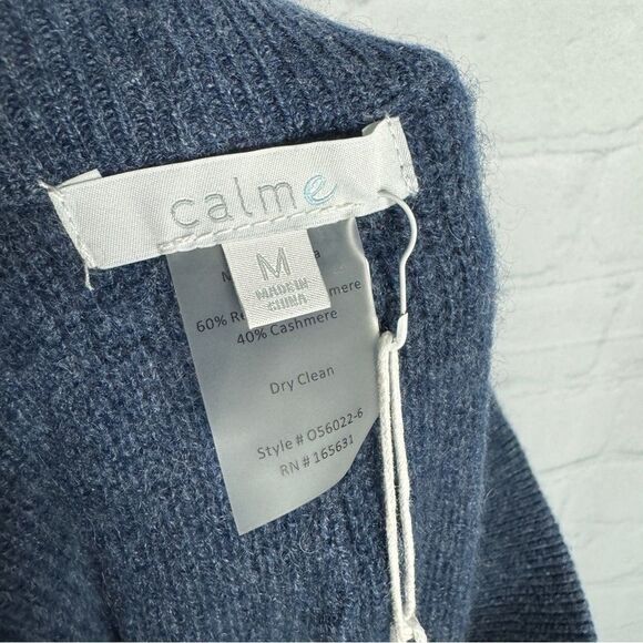 NEW Johnny Was Calme navy cashmere knit wide leg split hem pull on pants size M - Picture 6 of 10